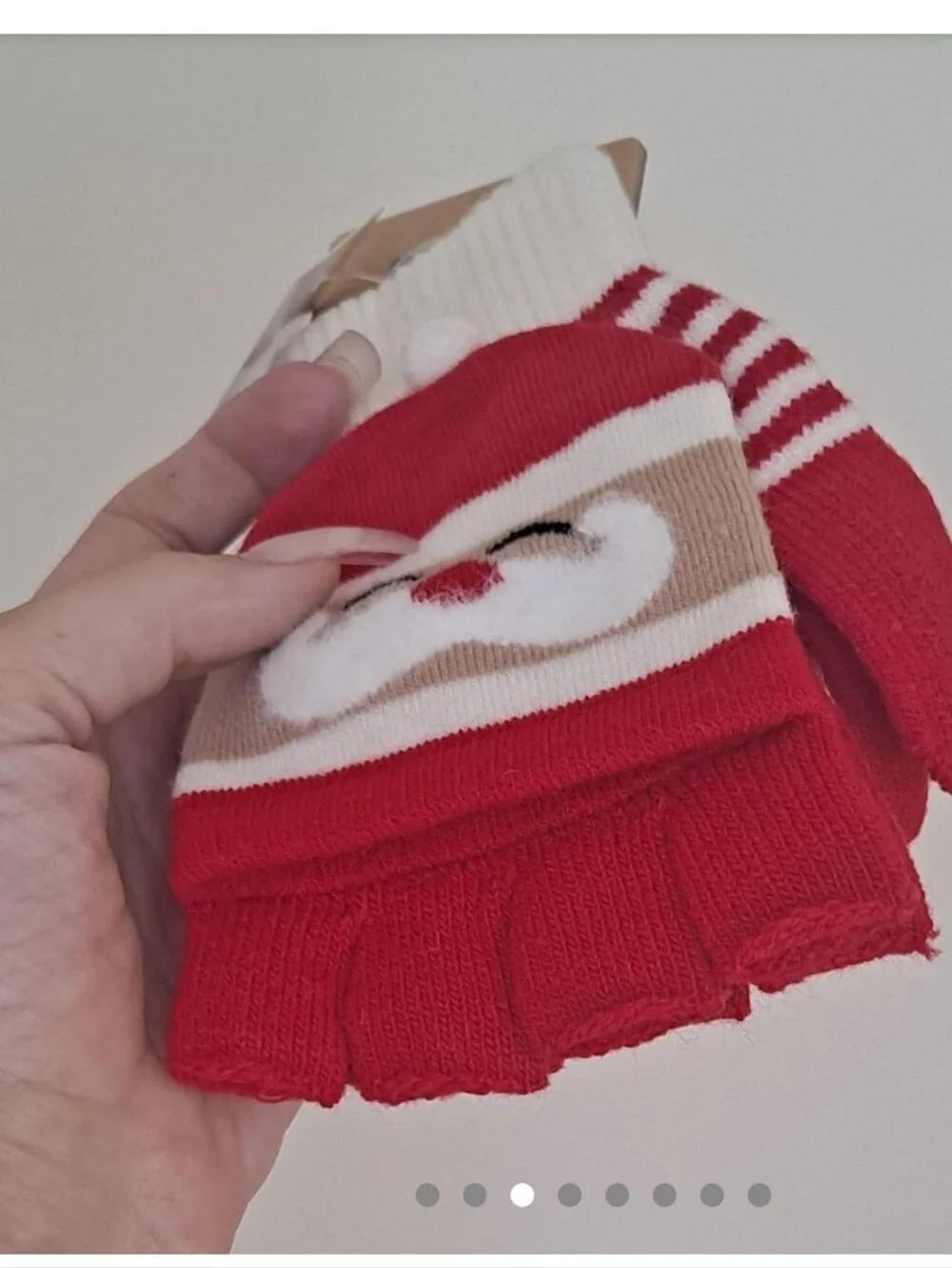 I AM Fingerless Santa Gloves Christmas Gloves Red White Striped Brand New